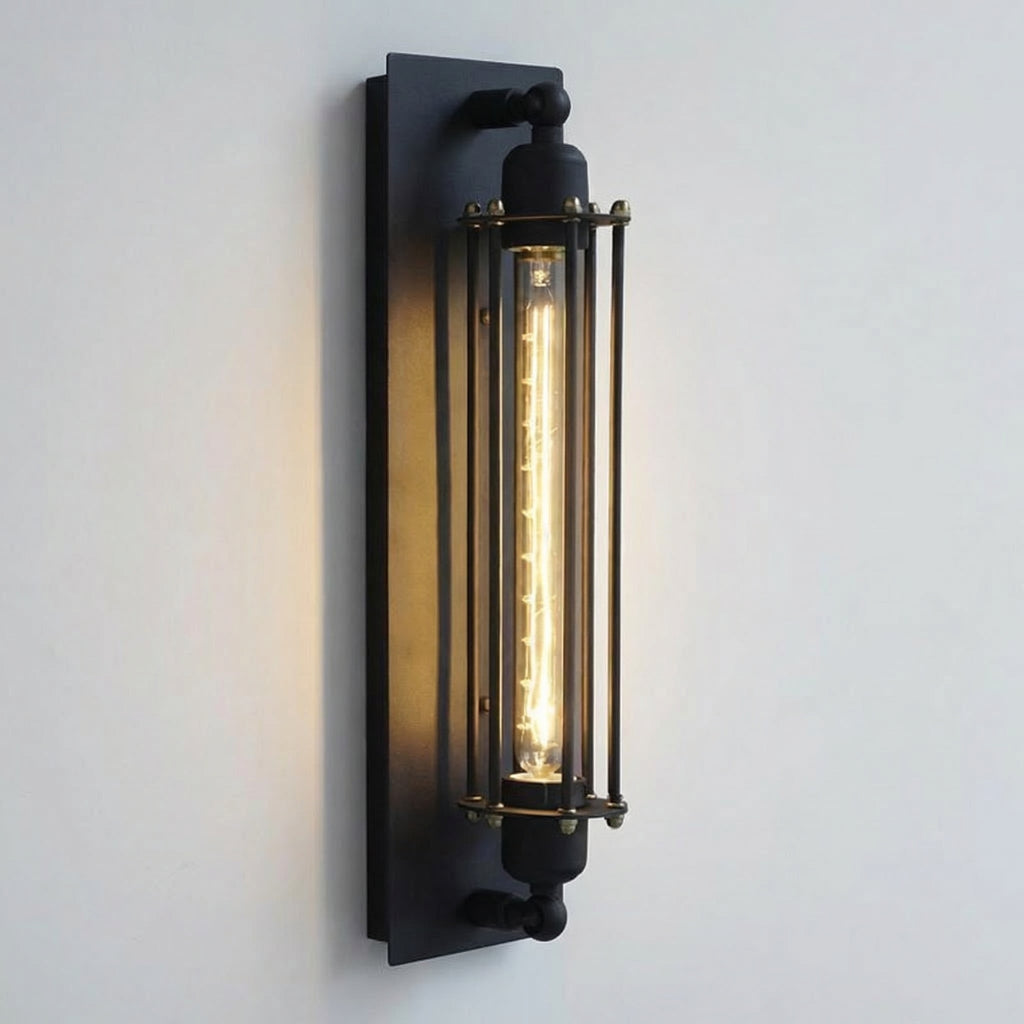 Black Iron Cage LED Wall Lamp 0