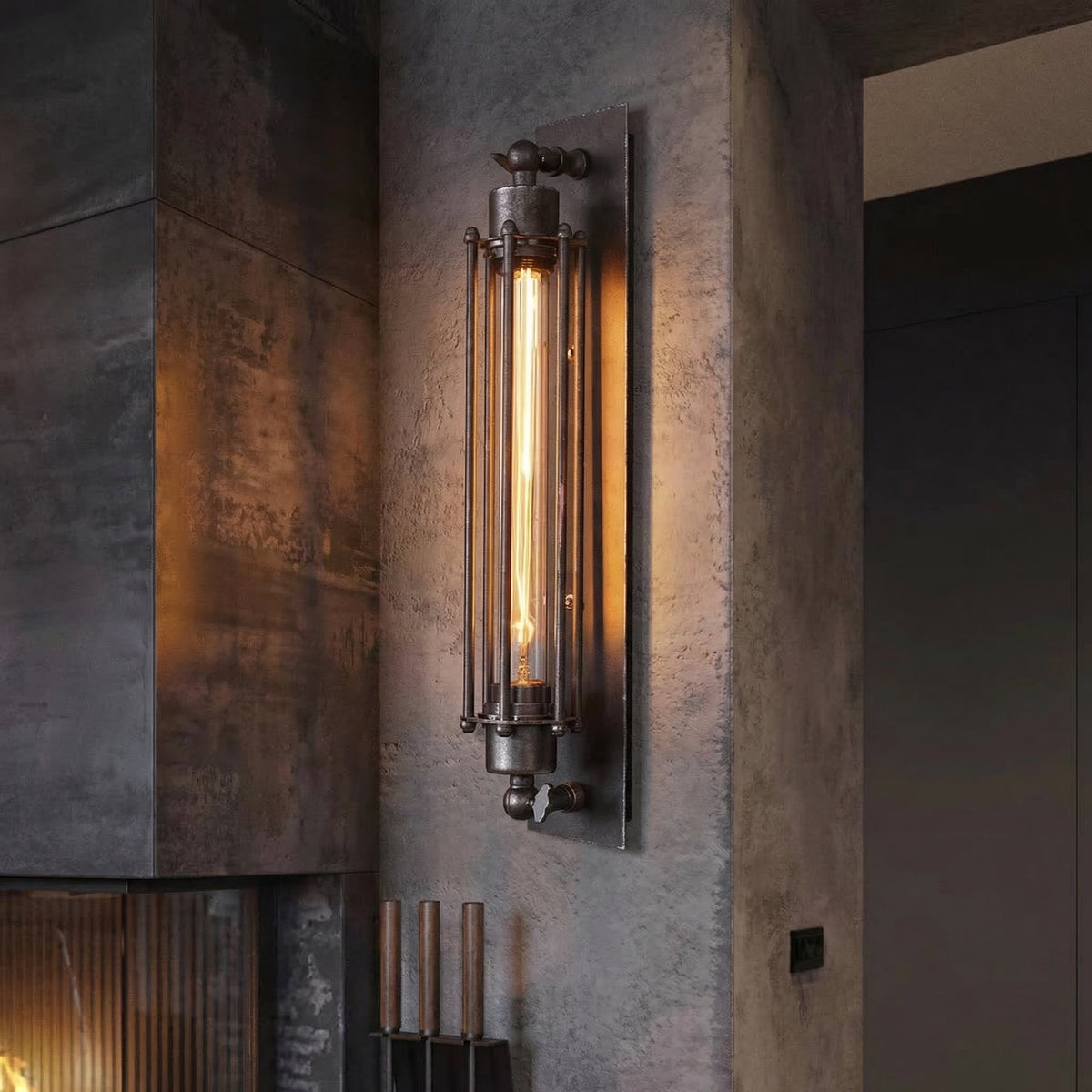 Black Iron Cage LED Wall Lamp 1