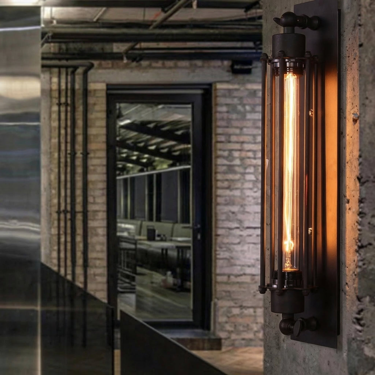 Black Iron Cage LED Wall Lamp 2