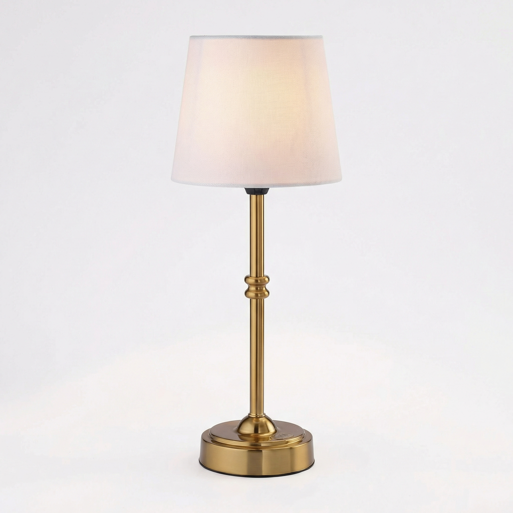 Brass Table Lamp with Soft Fabric Shade 0