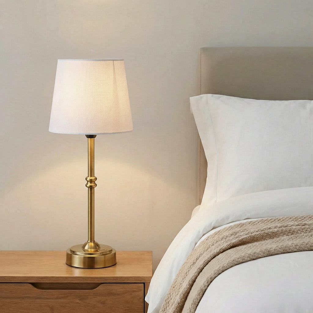 Brass Table Lamp with Soft Fabric Shade 1