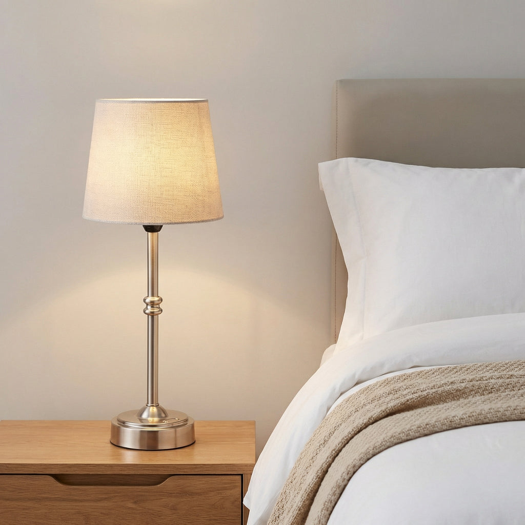 Brass Table Lamp with Soft Fabric Shade 3