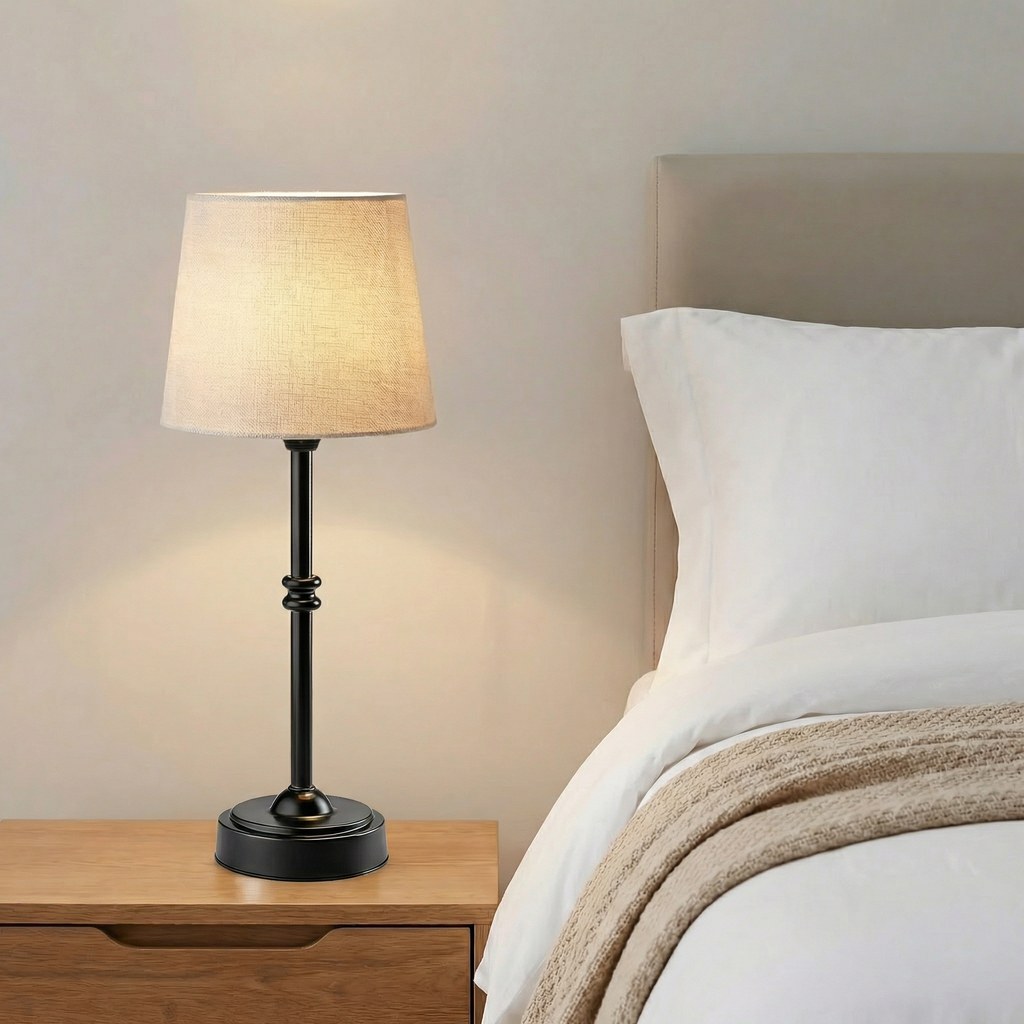 Brass Table Lamp with Soft Fabric Shade 5