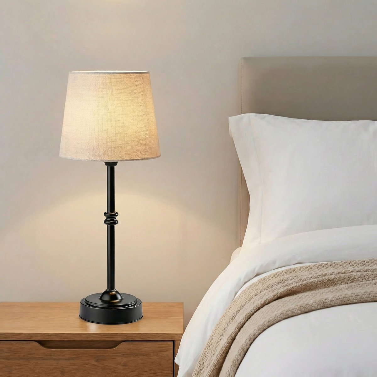 Brass Table Lamp with Soft Fabric Shade 5