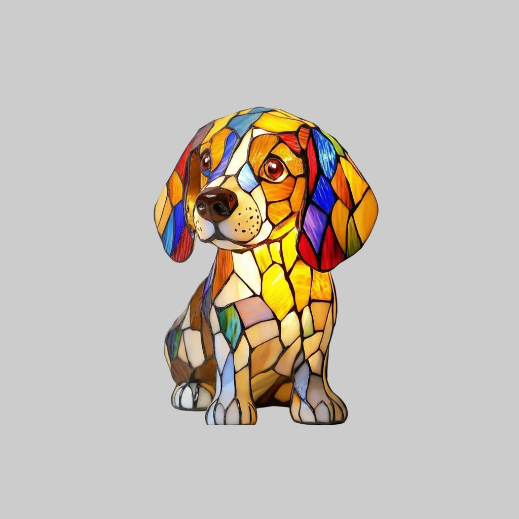 Colorful Mosaic Dachshund Dog Lamp 1