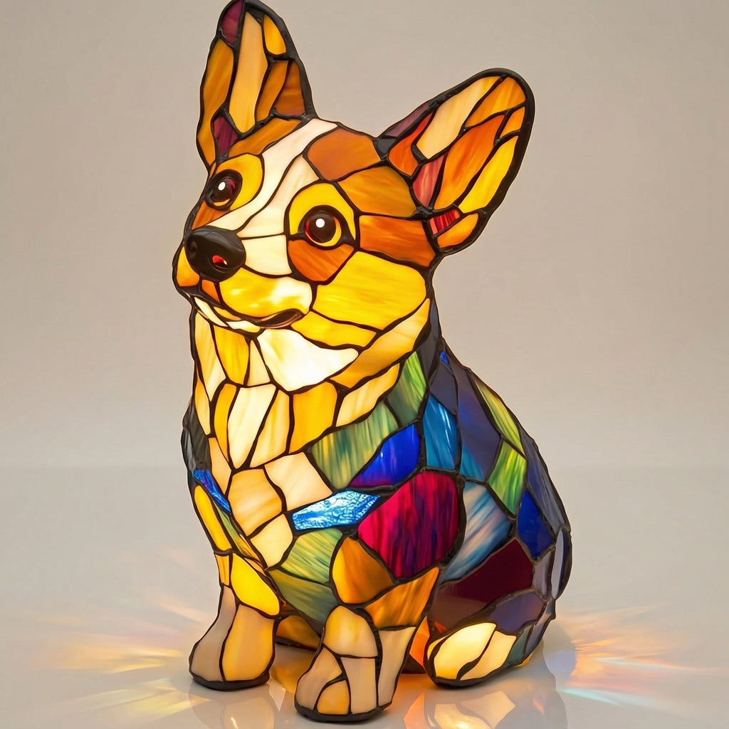Colorful Mosaic Dachshund Dog Lamp 3