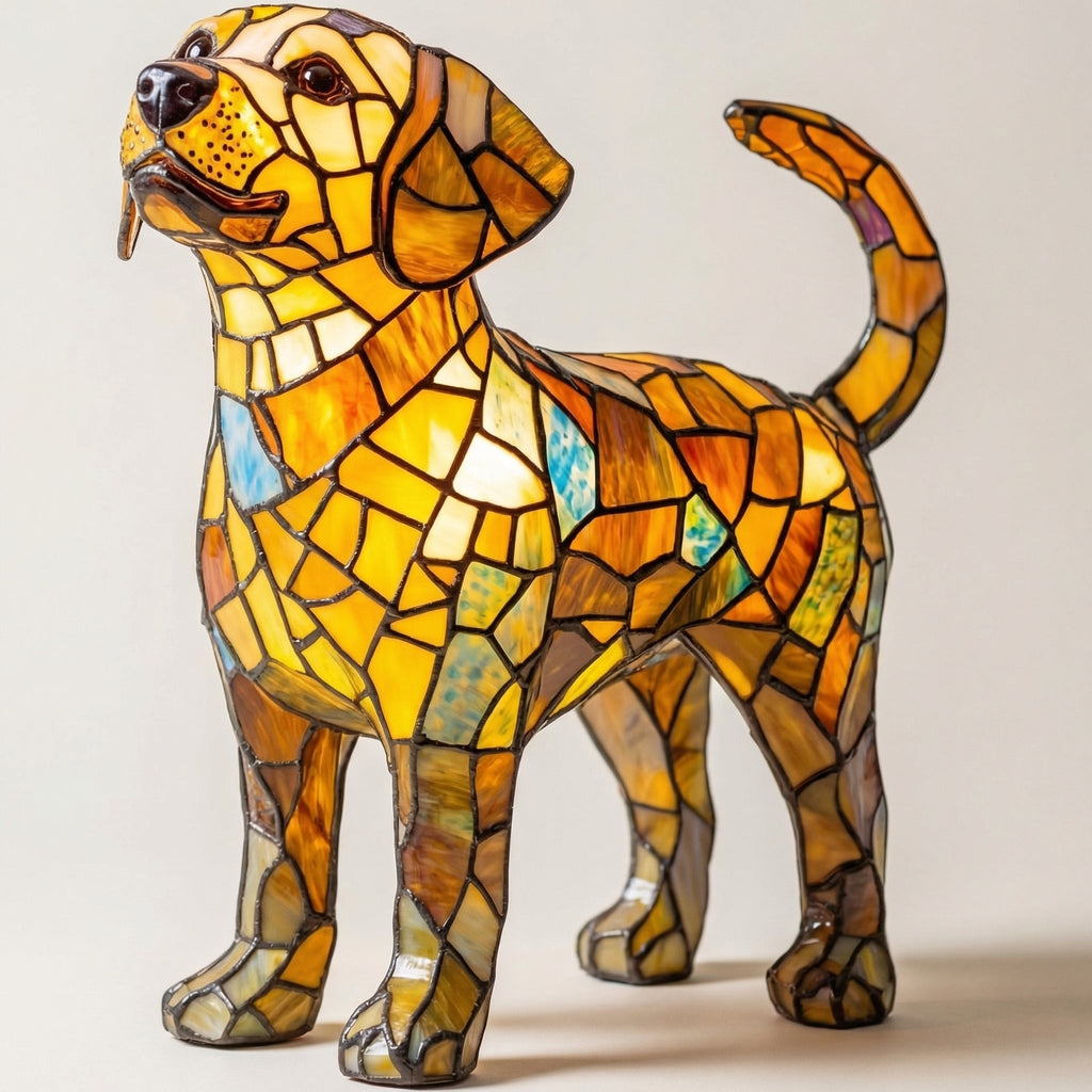 Colorful Mosaic Dachshund Dog Lamp 4