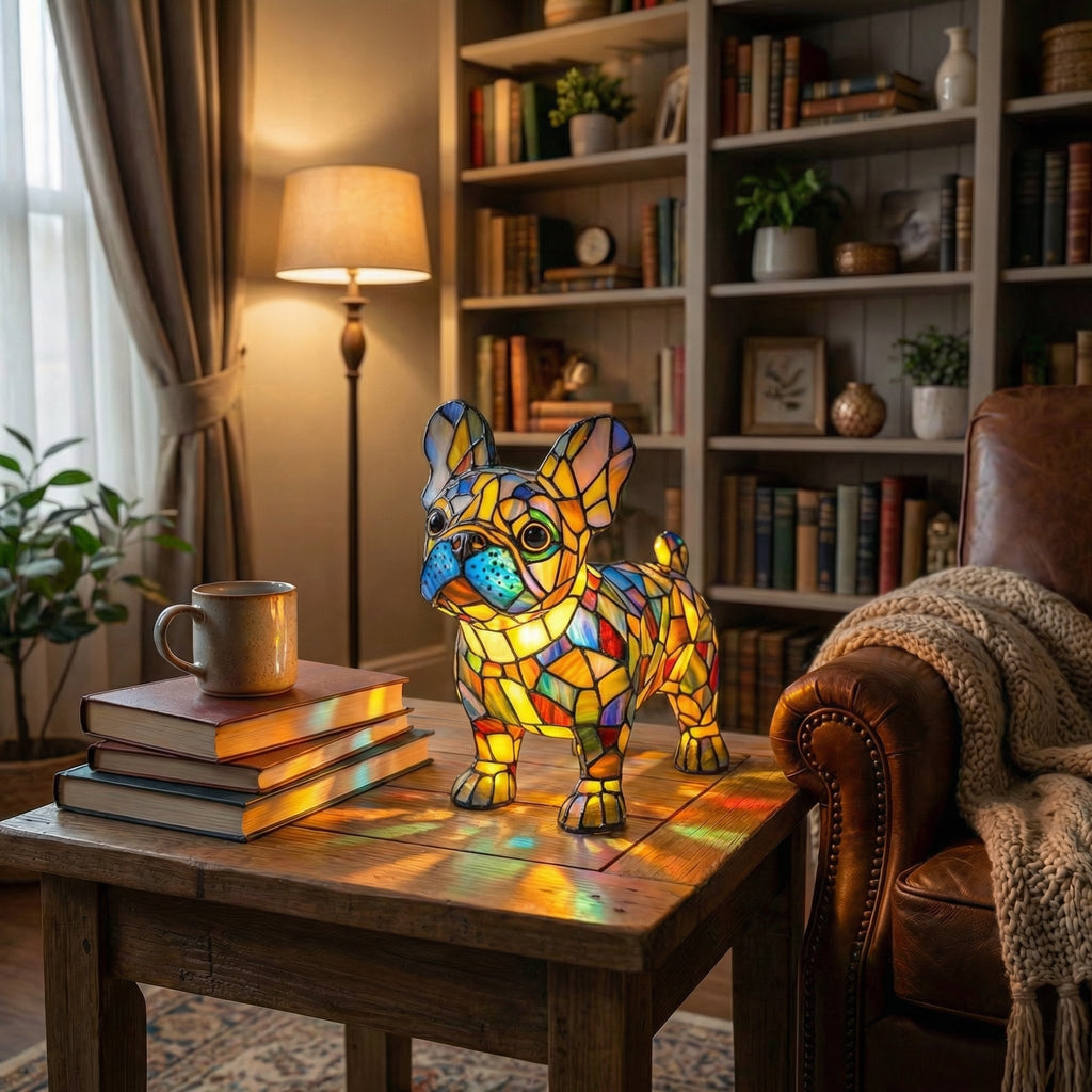 Colorful Mosaic Dachshund Dog Lamp 7