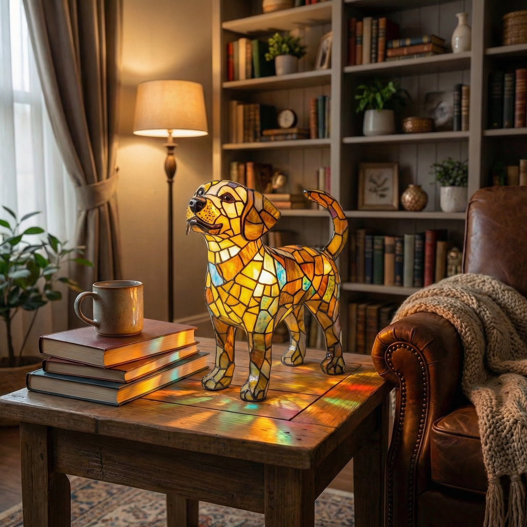 Colorful Mosaic Dachshund Dog Lamp 8