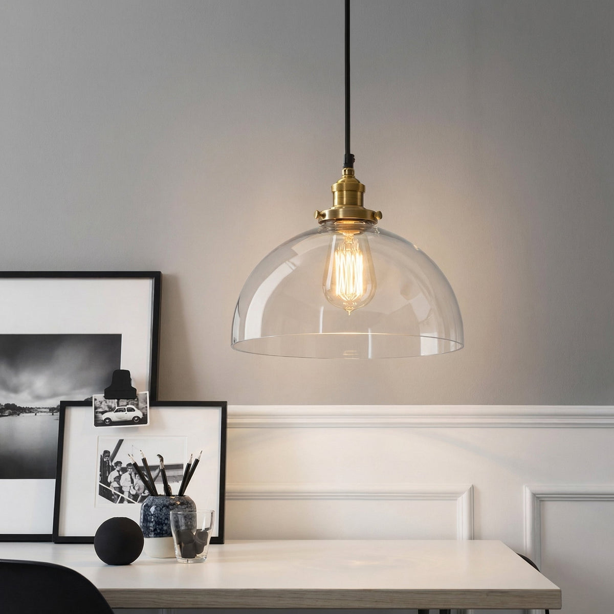 Industrial Dome Glass Pendant Light 2