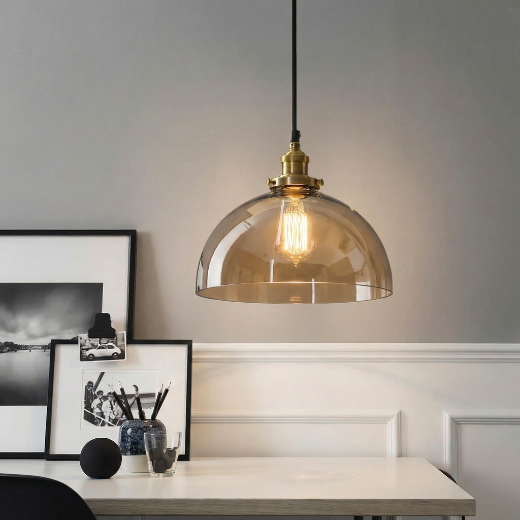 Industrial Dome Glass Pendant Light 3