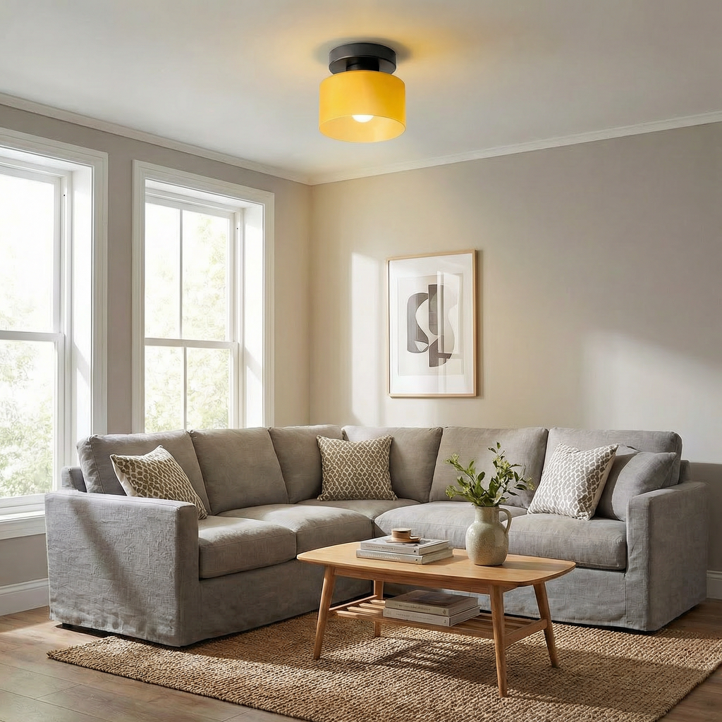 Modern Amber Glass Ceiling Light 8