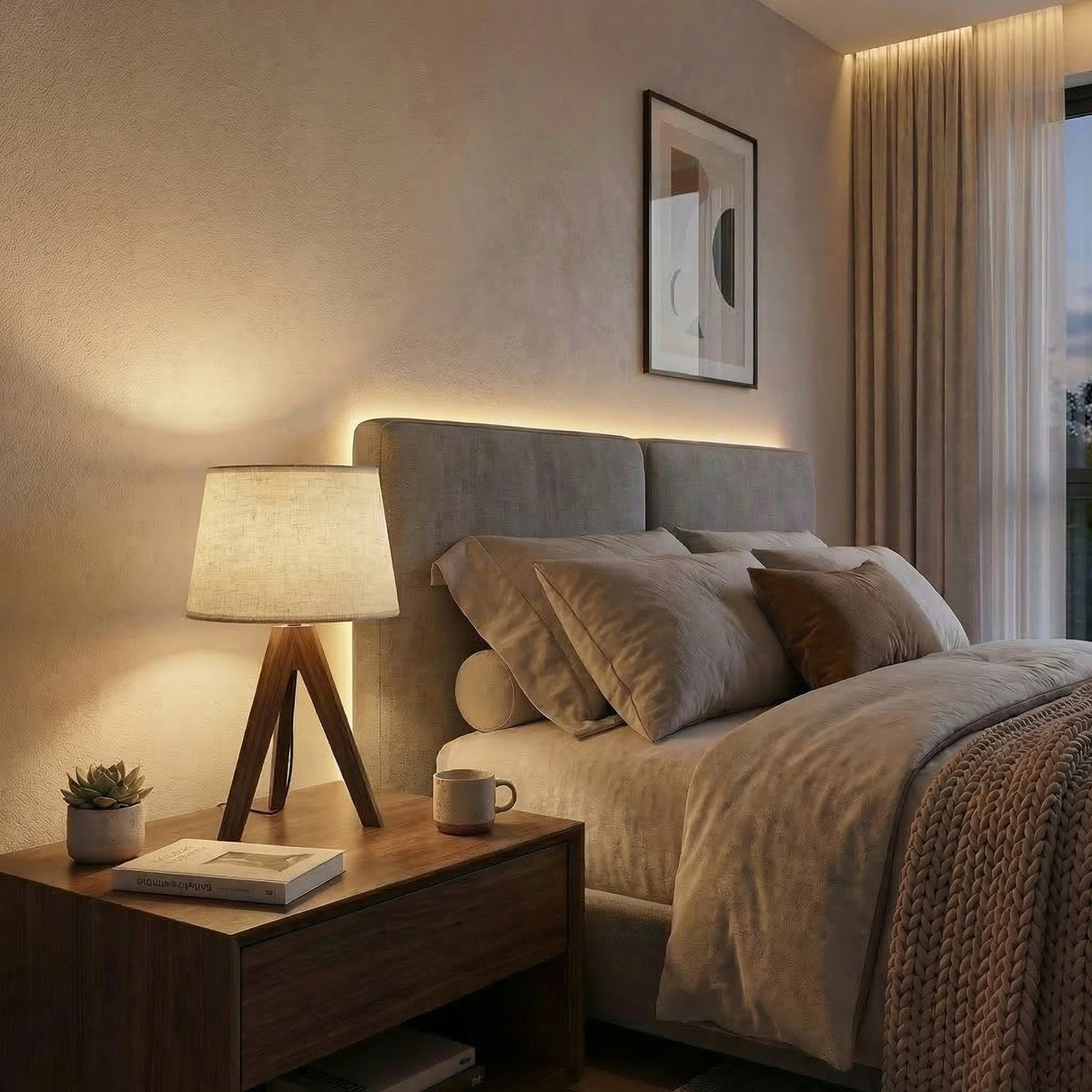 Nordic Tripod Wooden Table Lamp 1