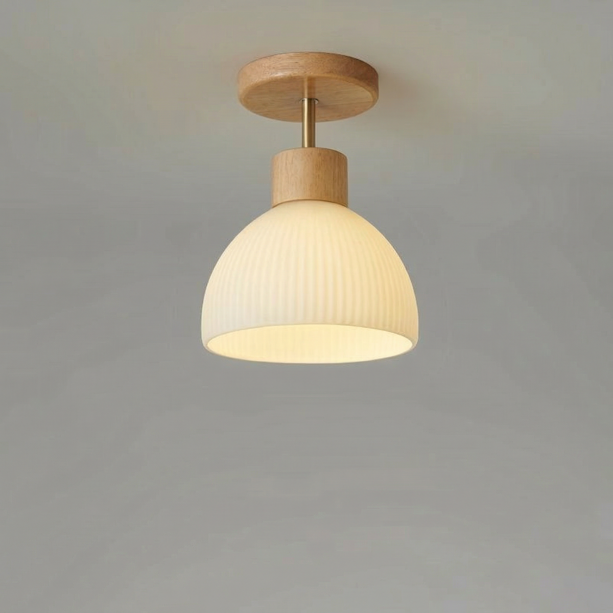 Nordic Wooden Glass Ceiling Light 0