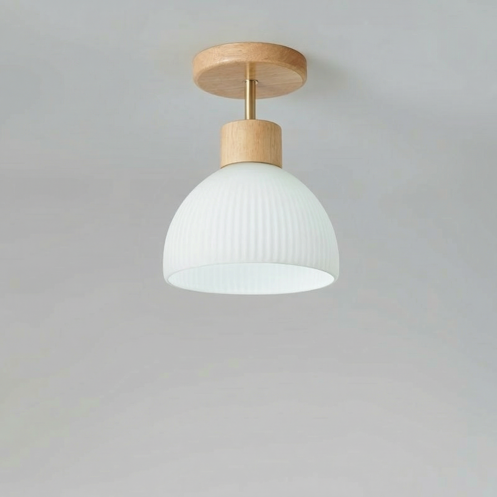 Nordic Wooden Glass Ceiling Light 1