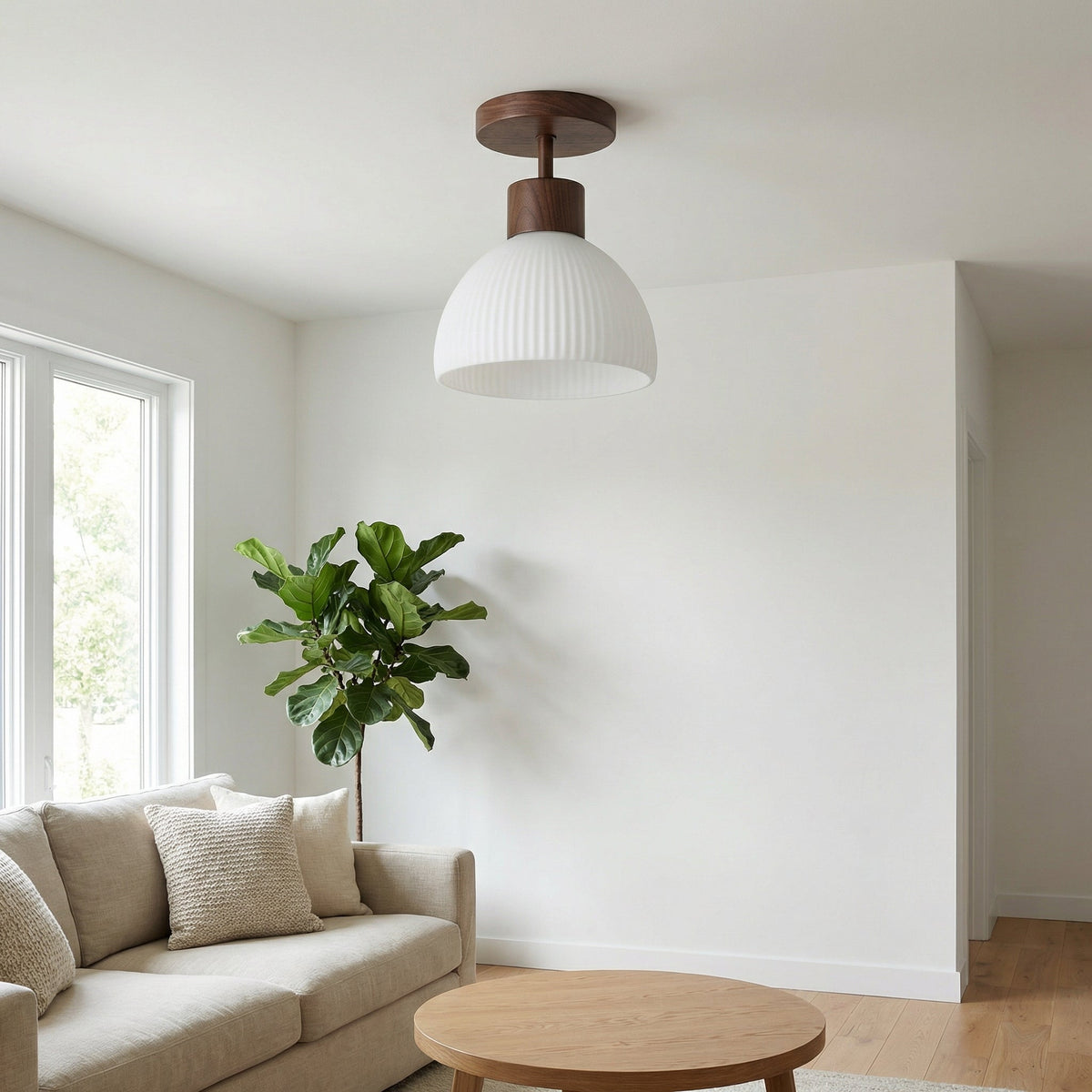 Nordic Wooden Glass Ceiling Light 4