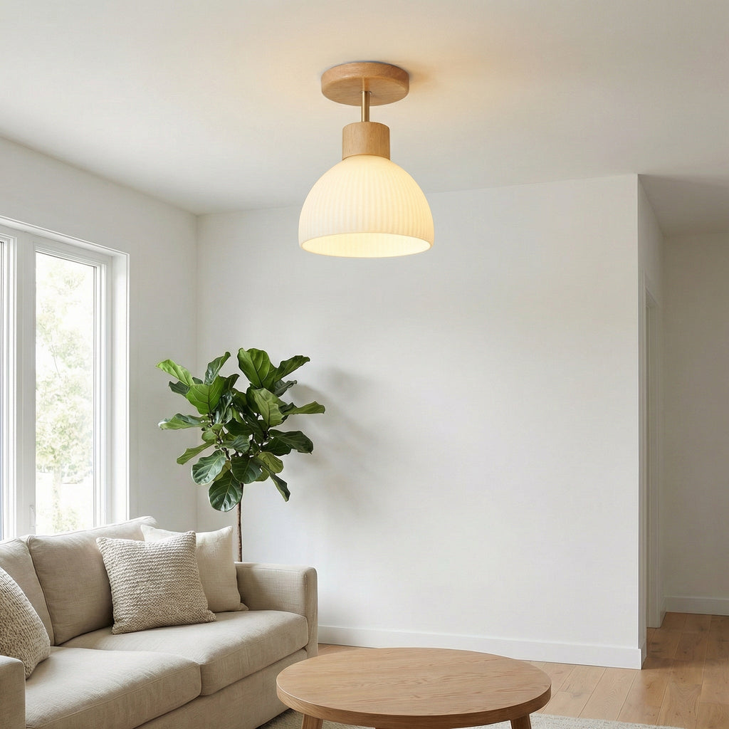 Nordic Wooden Glass Ceiling Light 5