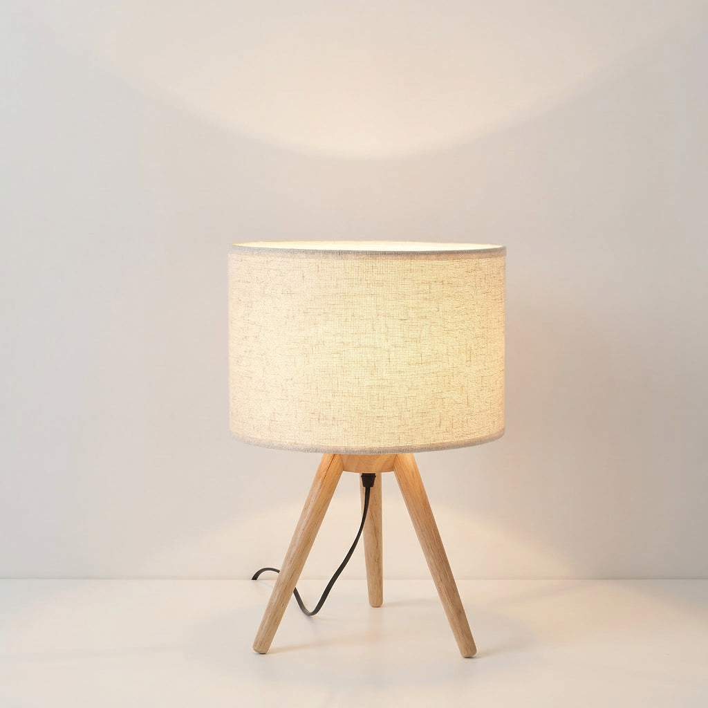 Nordic Wooden Tripod LED Table Lamp 0