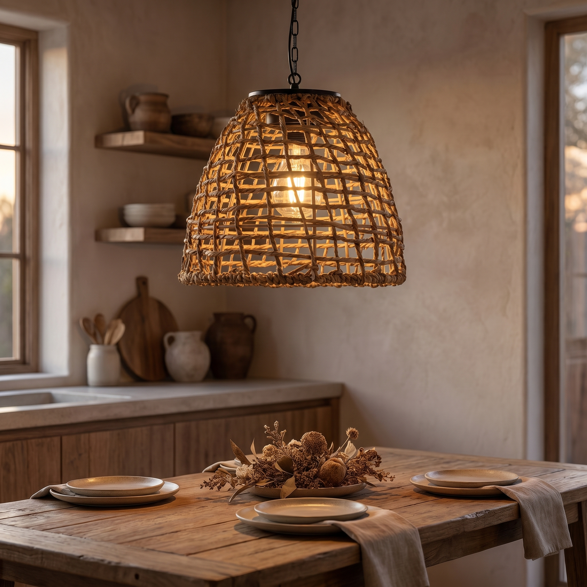 Solar Rattan Hanging Lantern – Outdoor LED Pendant Light 1