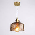Vintage Amber Glass Dome Pendant Light 0