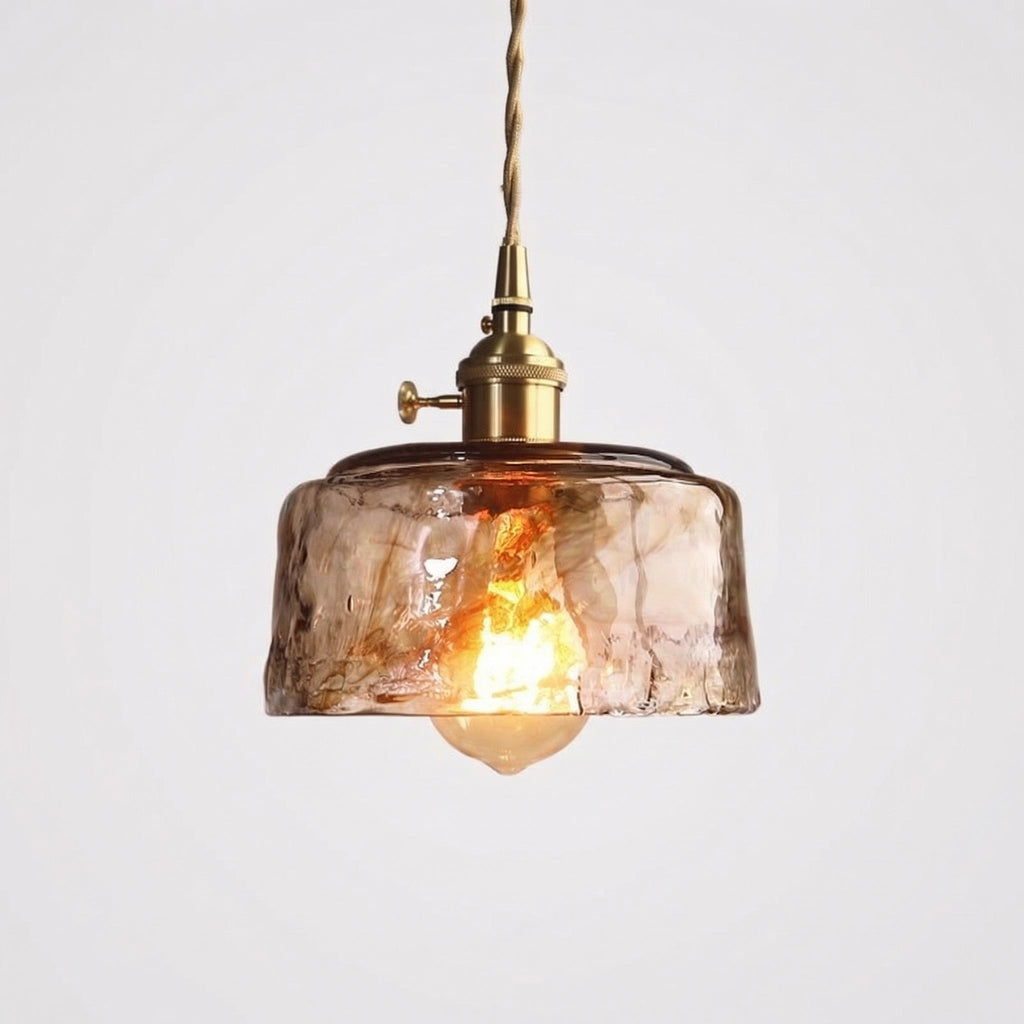Vintage Amber Glass Dome Pendant Light 1
