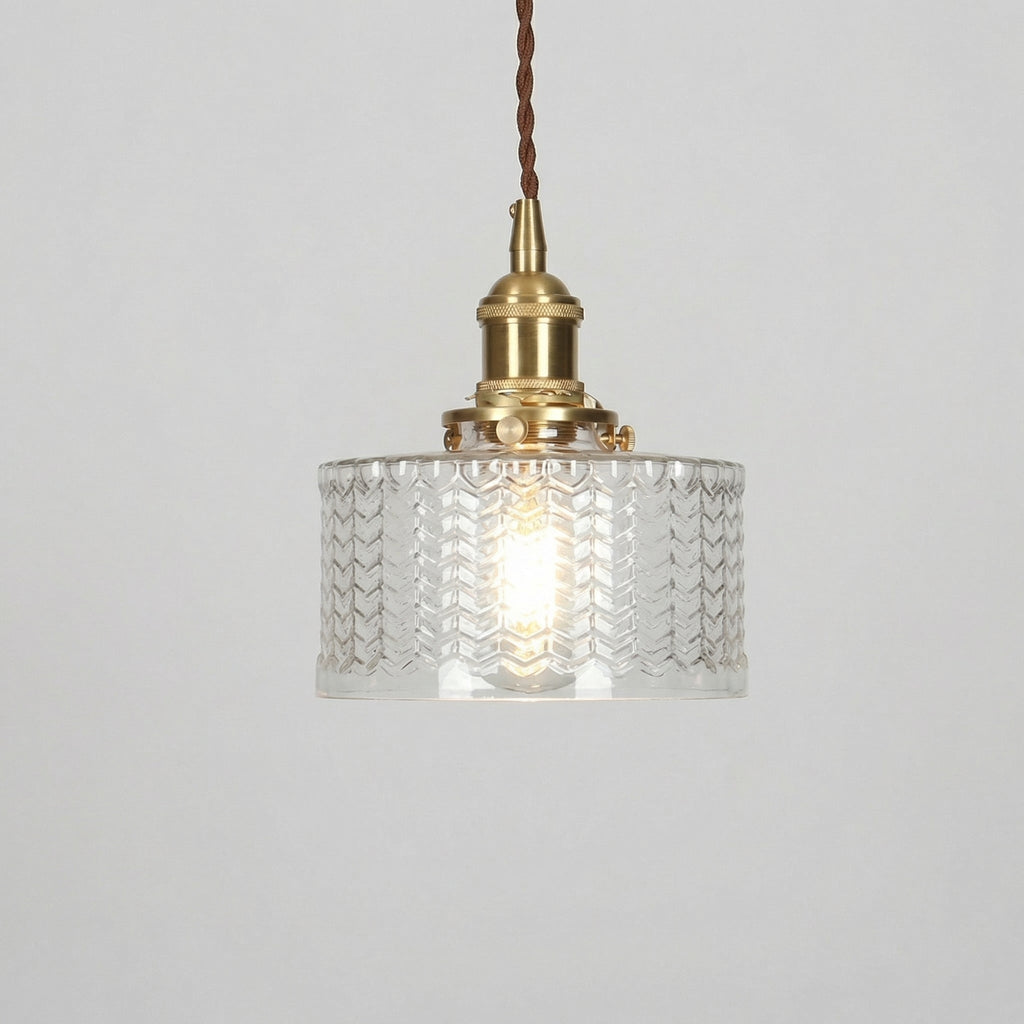 Vintage Brass Glass Pendant Light 0