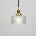 Vintage Brass Glass Pendant Light 0
