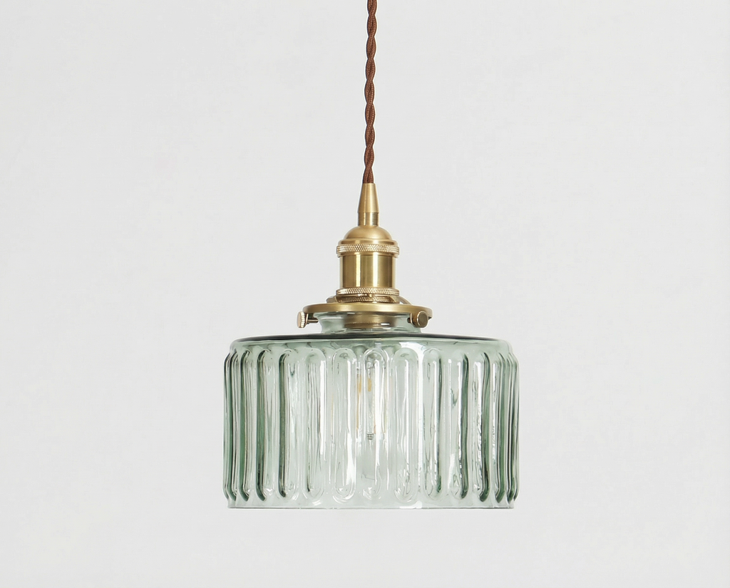 Vintage Brass Glass Pendant Light 1