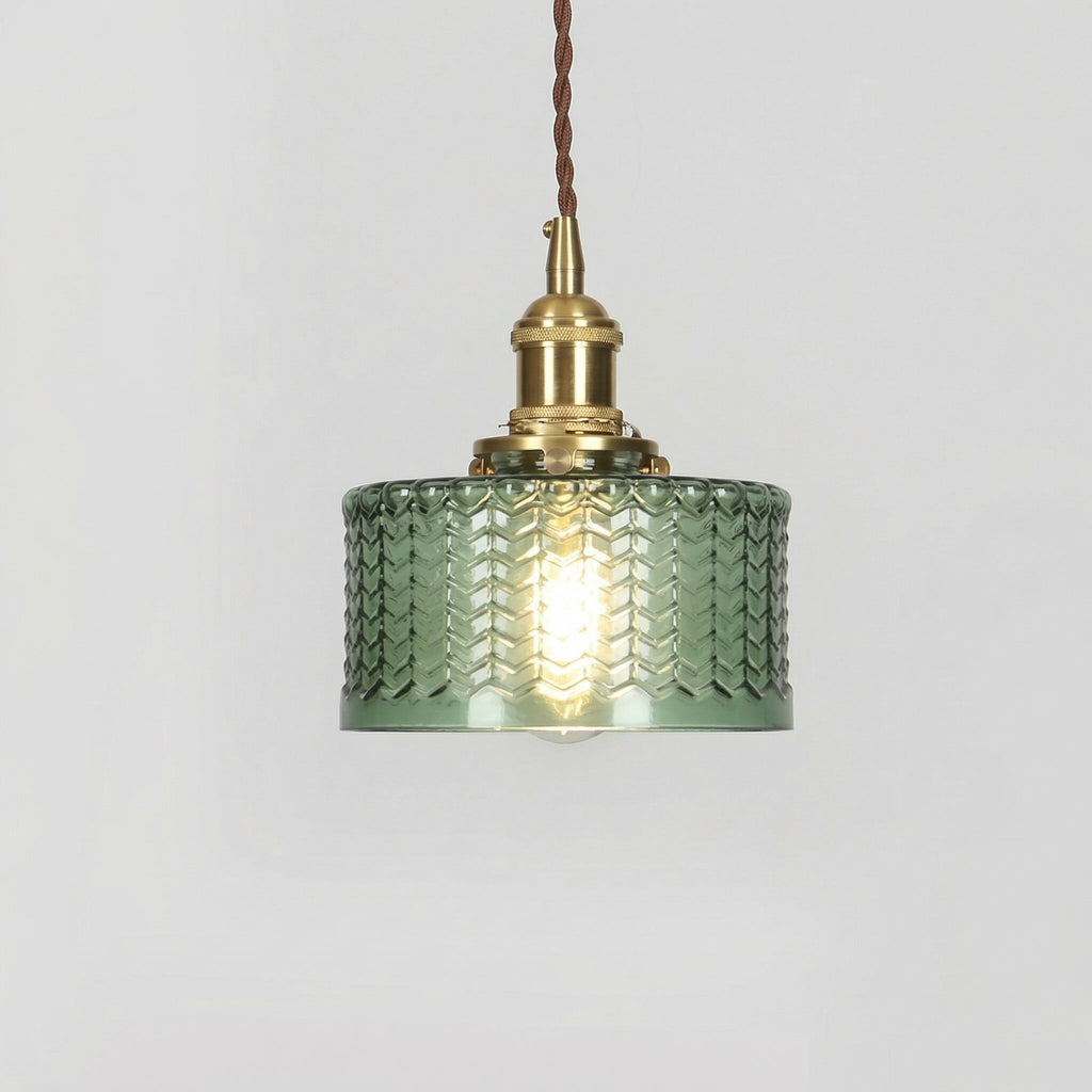 Vintage Brass Glass Pendant Light 3