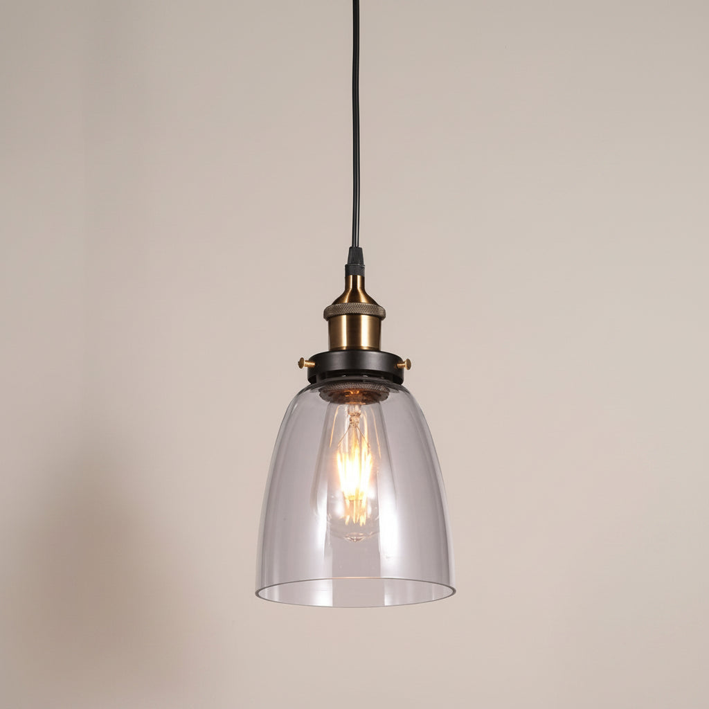 Vintage Glass Bell Pendant Light 0