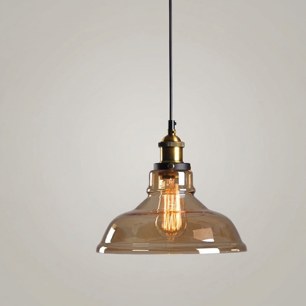 Vintage Industrial Glass Pendant Light 1
