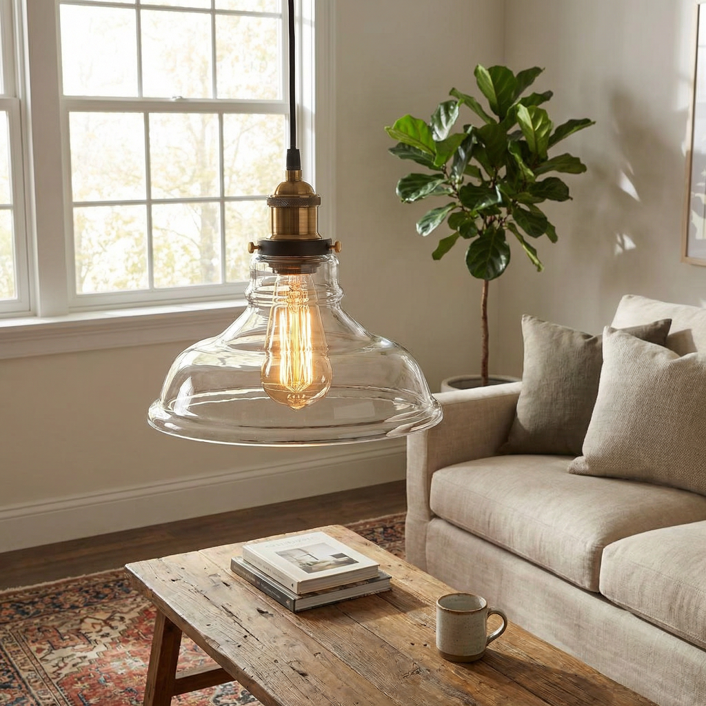Vintage Industrial Glass Pendant Light 2