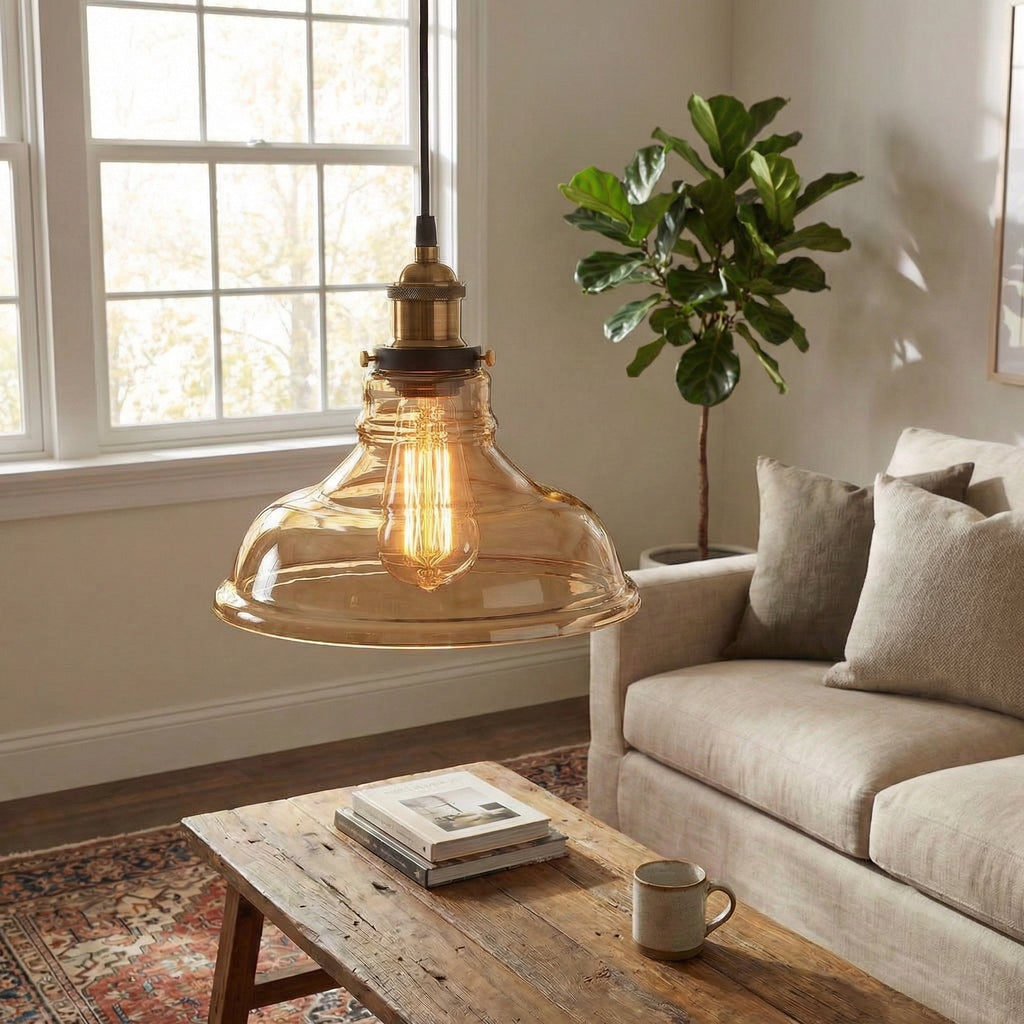 Vintage Industrial Glass Pendant Light 3