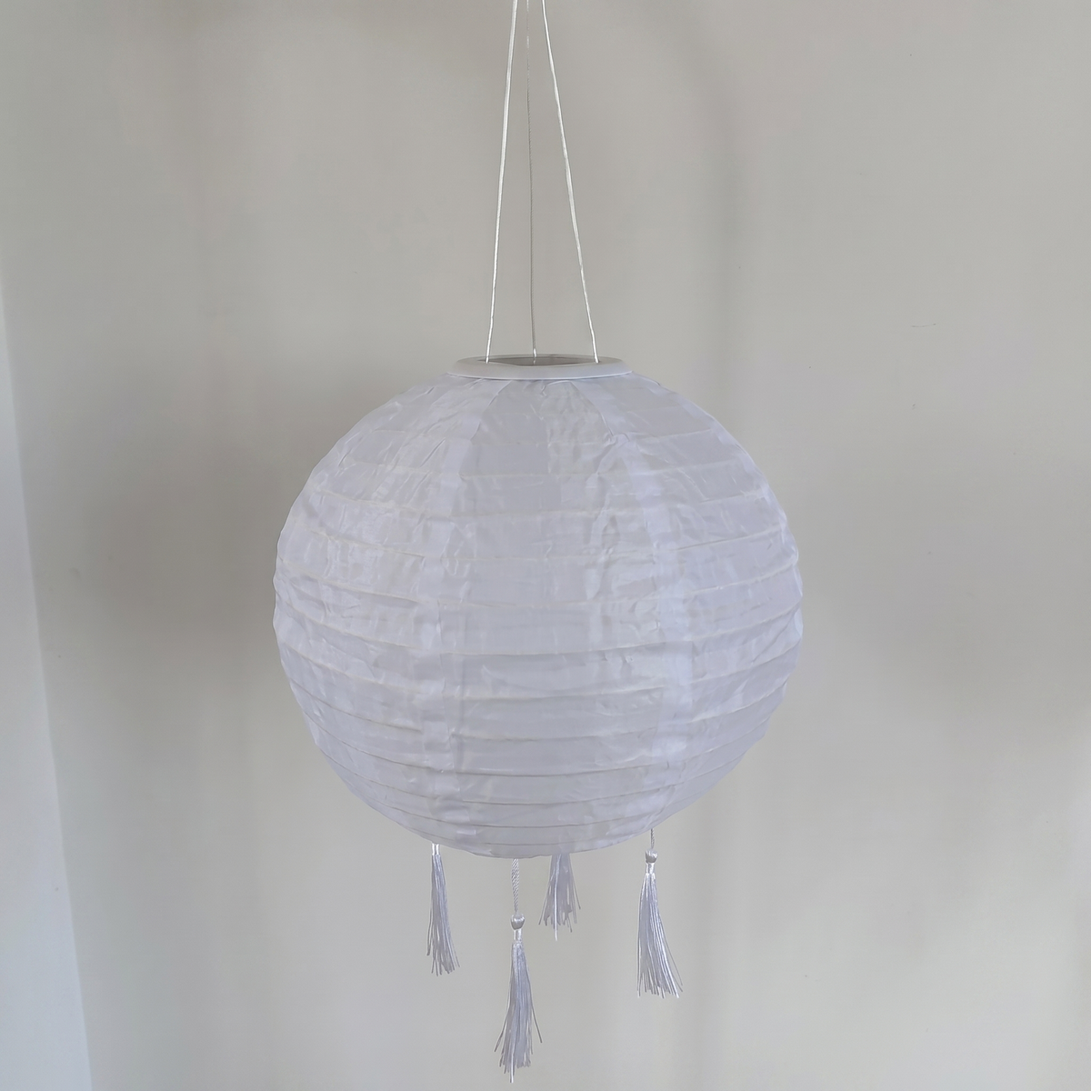 White Hanging Paper Lantern with Tassels 0